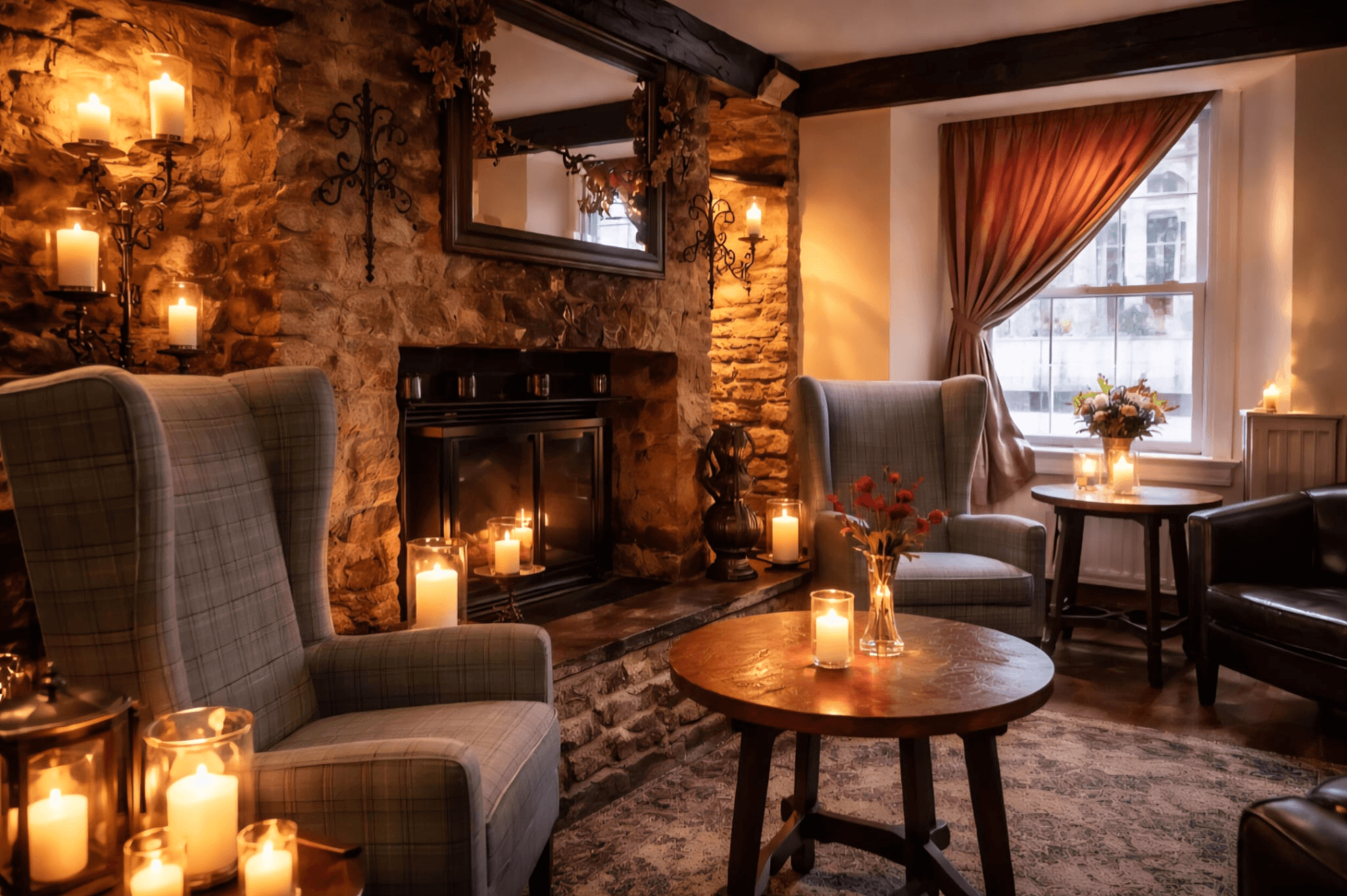 Cosy fireplace at The Bear Inn