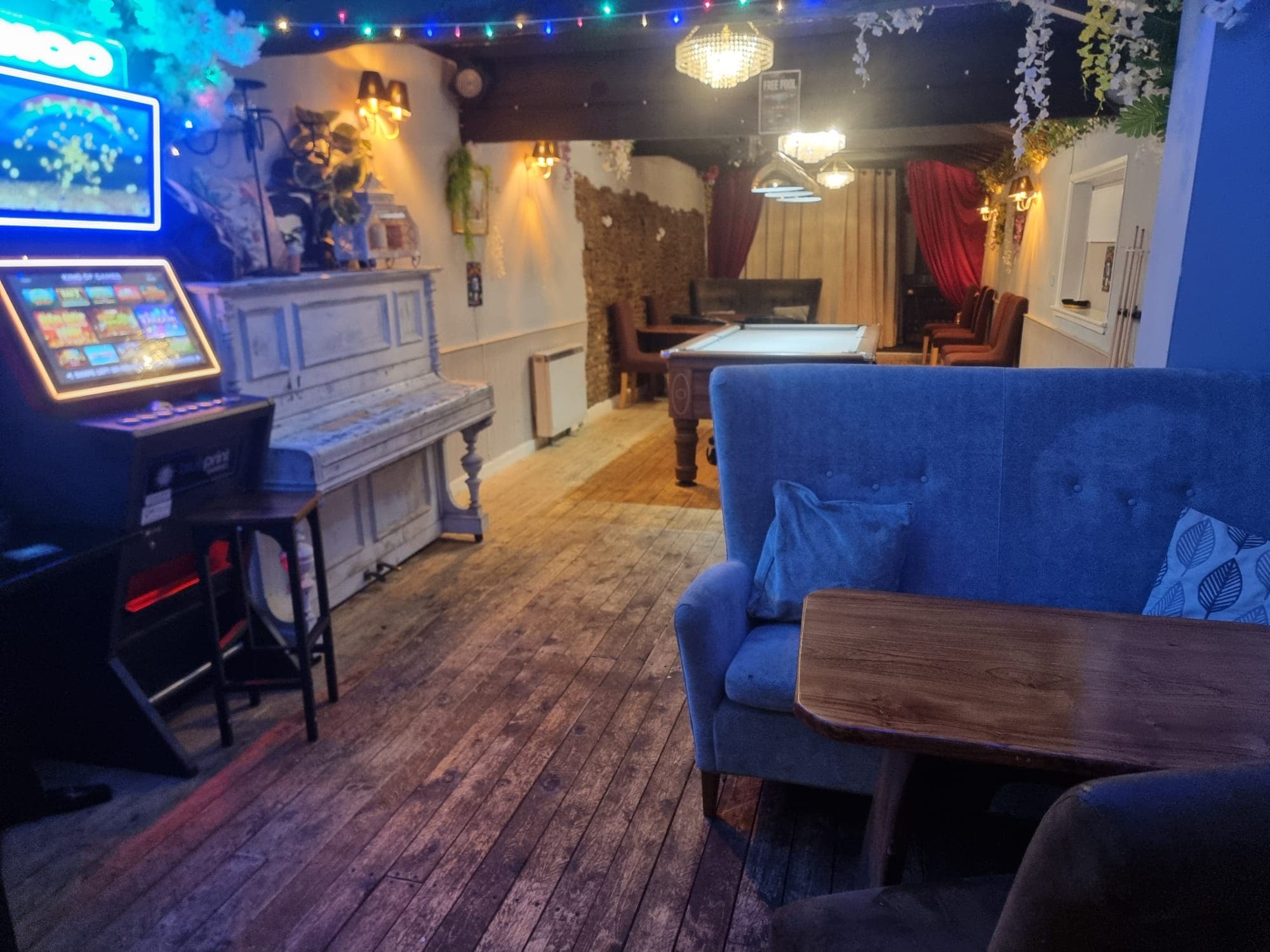 The Bear Inn courtyard with fairy lights